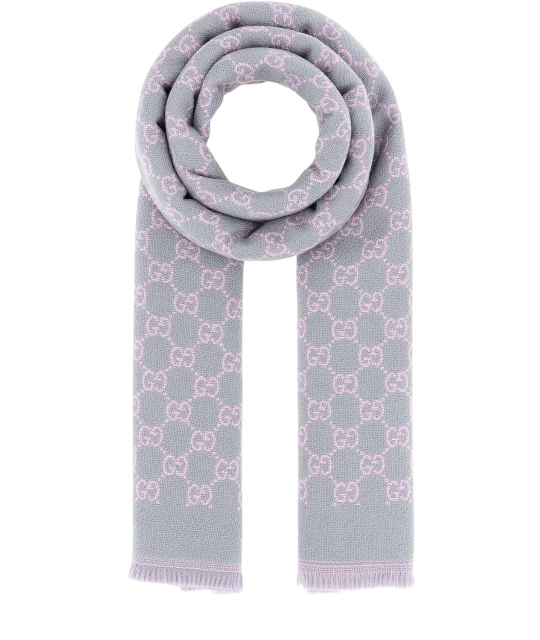 GUCCI Розовый шерстяной шарф, фото 1