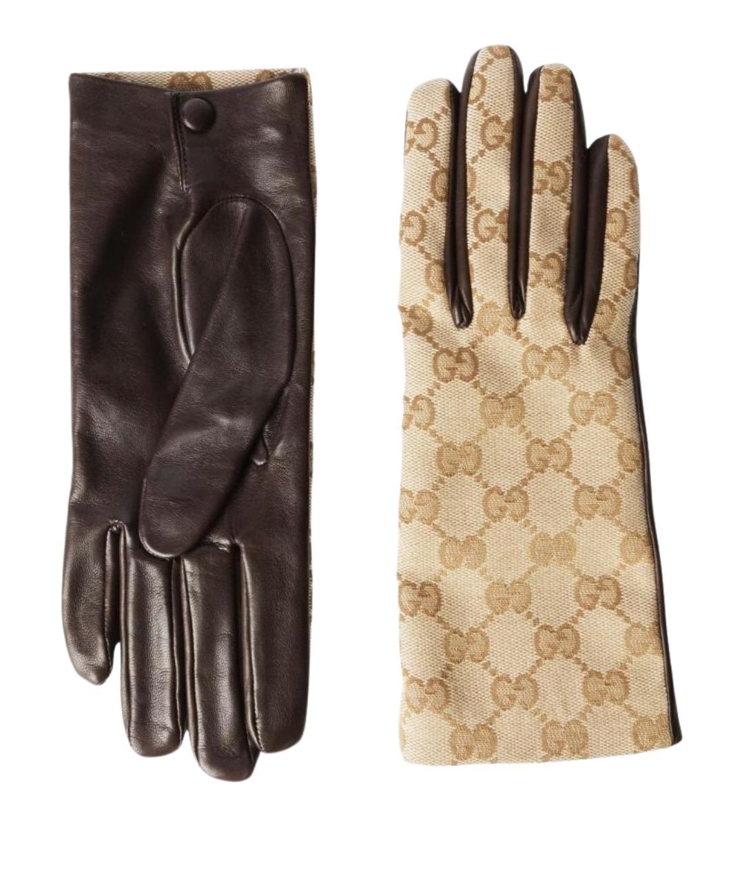GUCCI Бежевые перчатки, фото 1