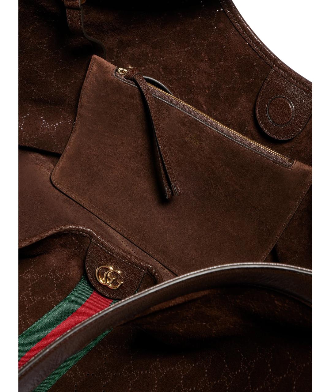 GUCCI Коричневая замшевая сумка тоут, фото 4