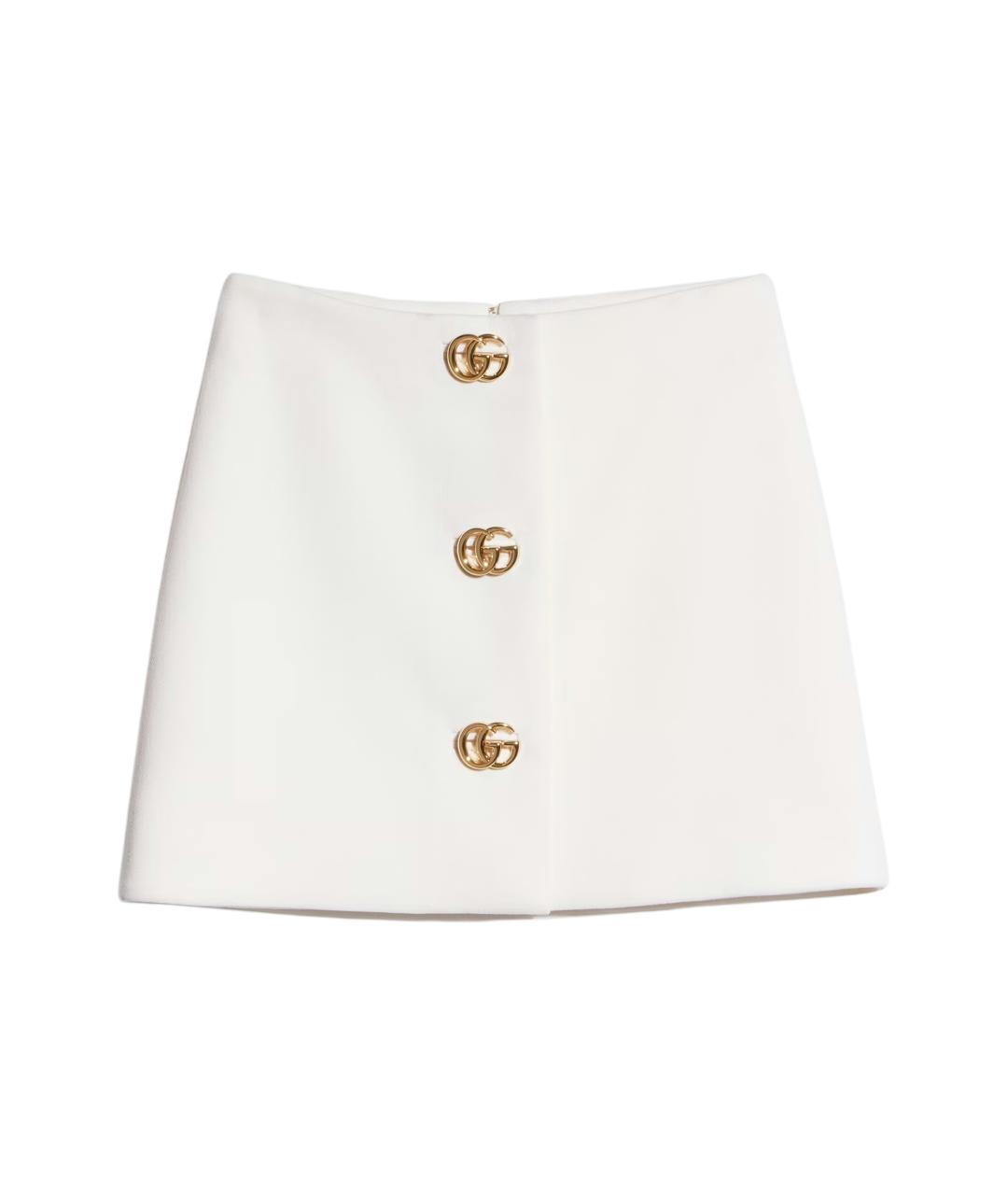 GUCCI Белая шерстяная юбка мини, фото 5