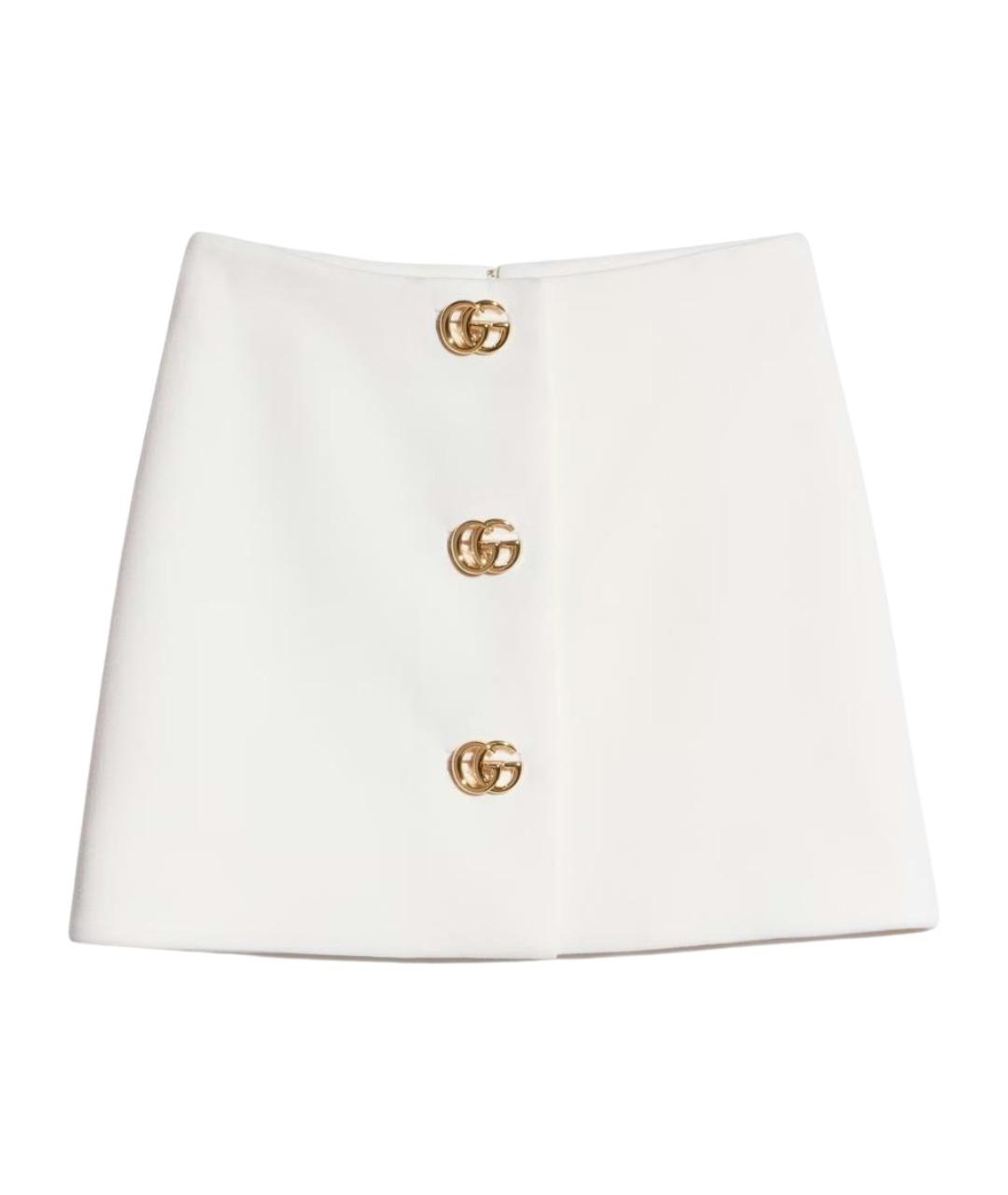 GUCCI Белая шерстяная юбка мини, фото 1