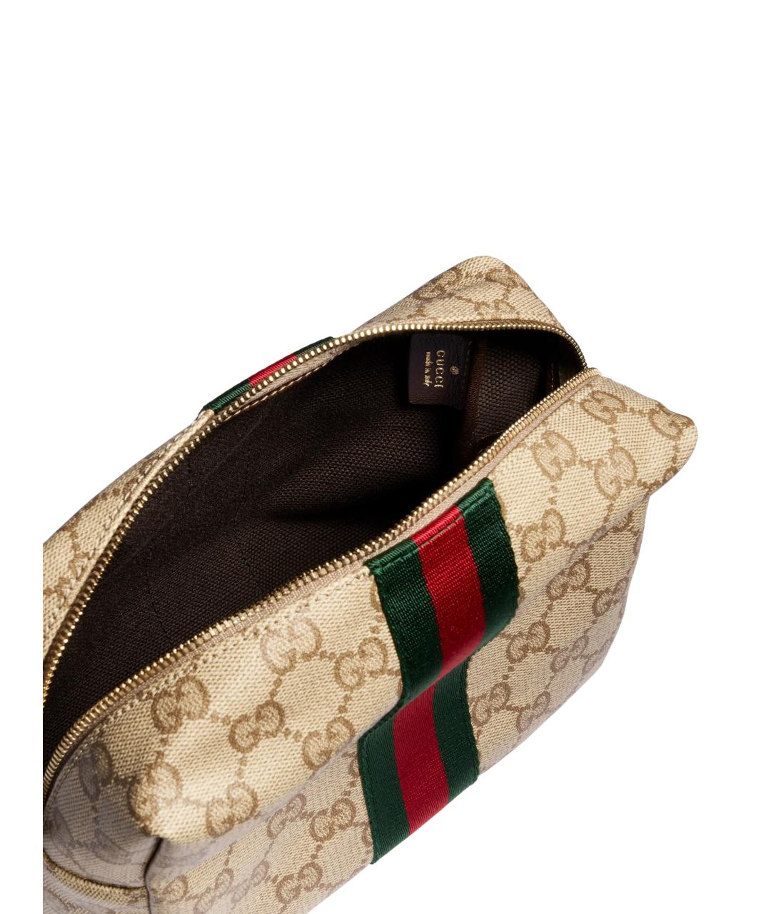 GUCCI Бежевая сумка через плечо из канвы, фото 4