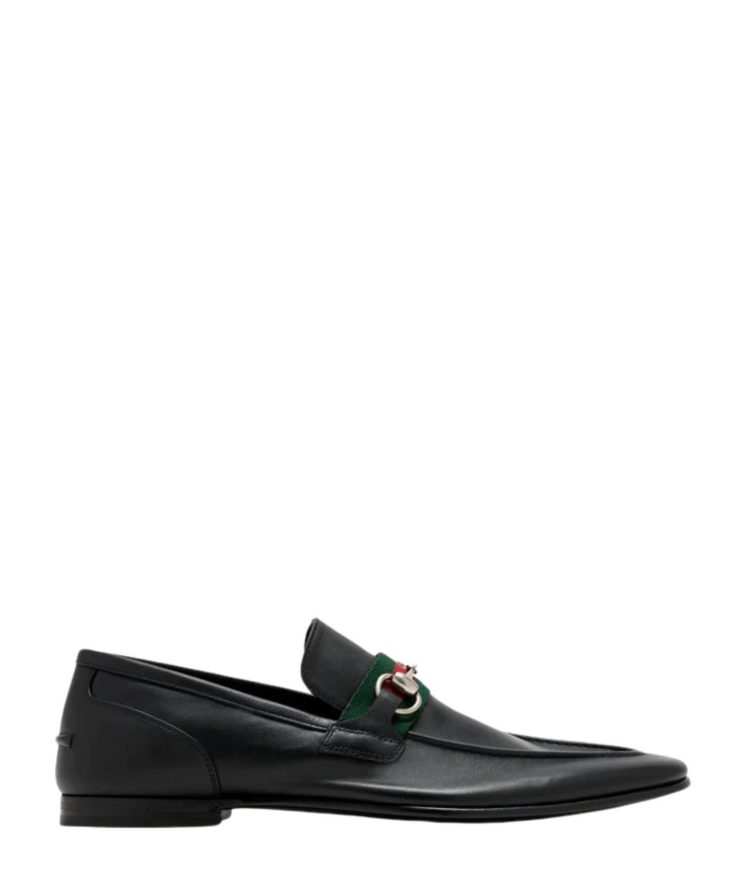 GUCCI Черные кожаные лоферы, фото 1
