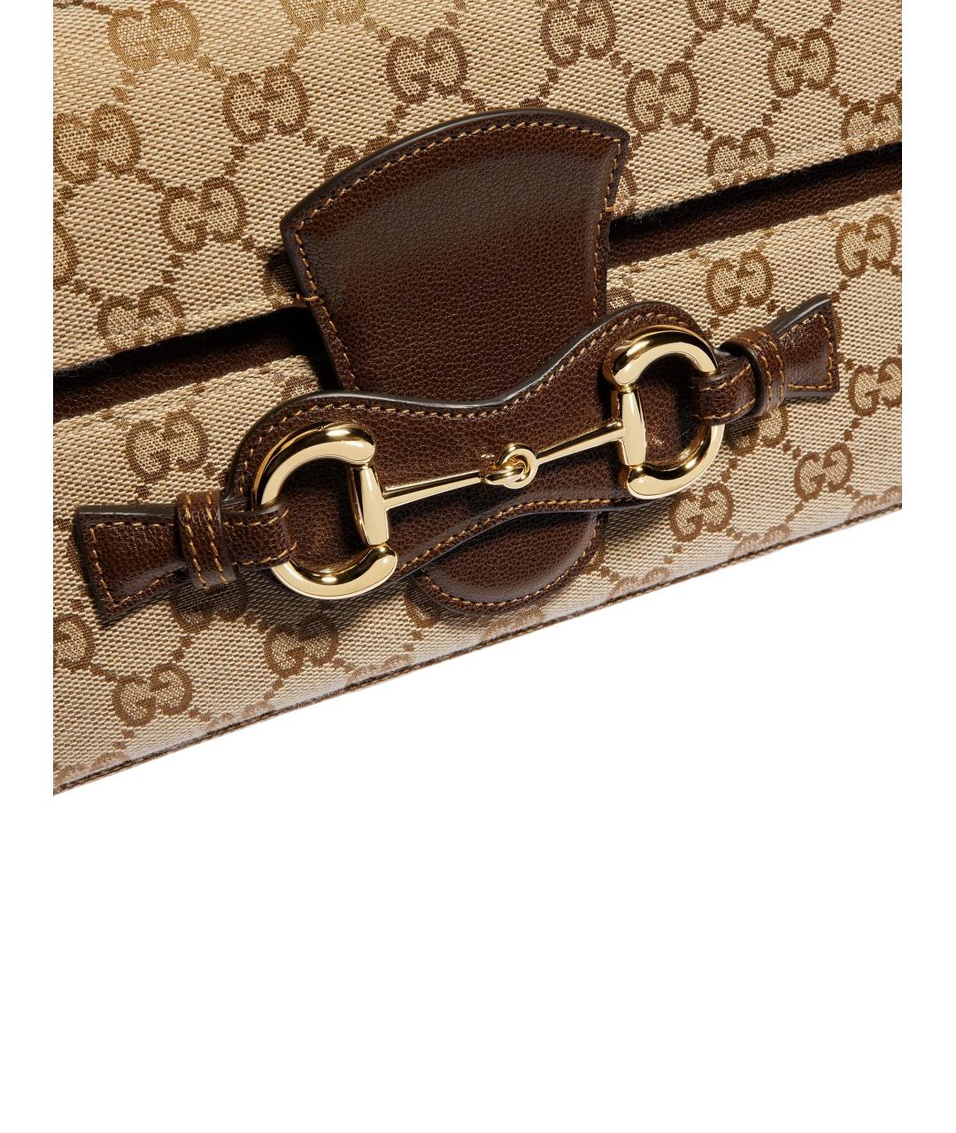 GUCCI Бежевая сумка через плечо из канвы, фото 5