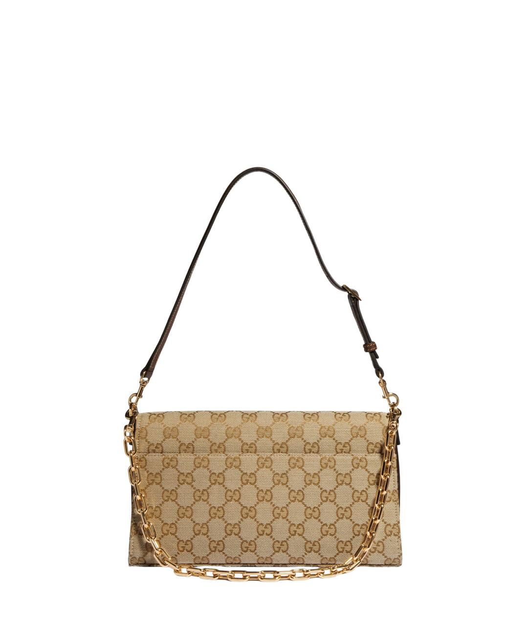 GUCCI Бежевая сумка через плечо из канвы, фото 3