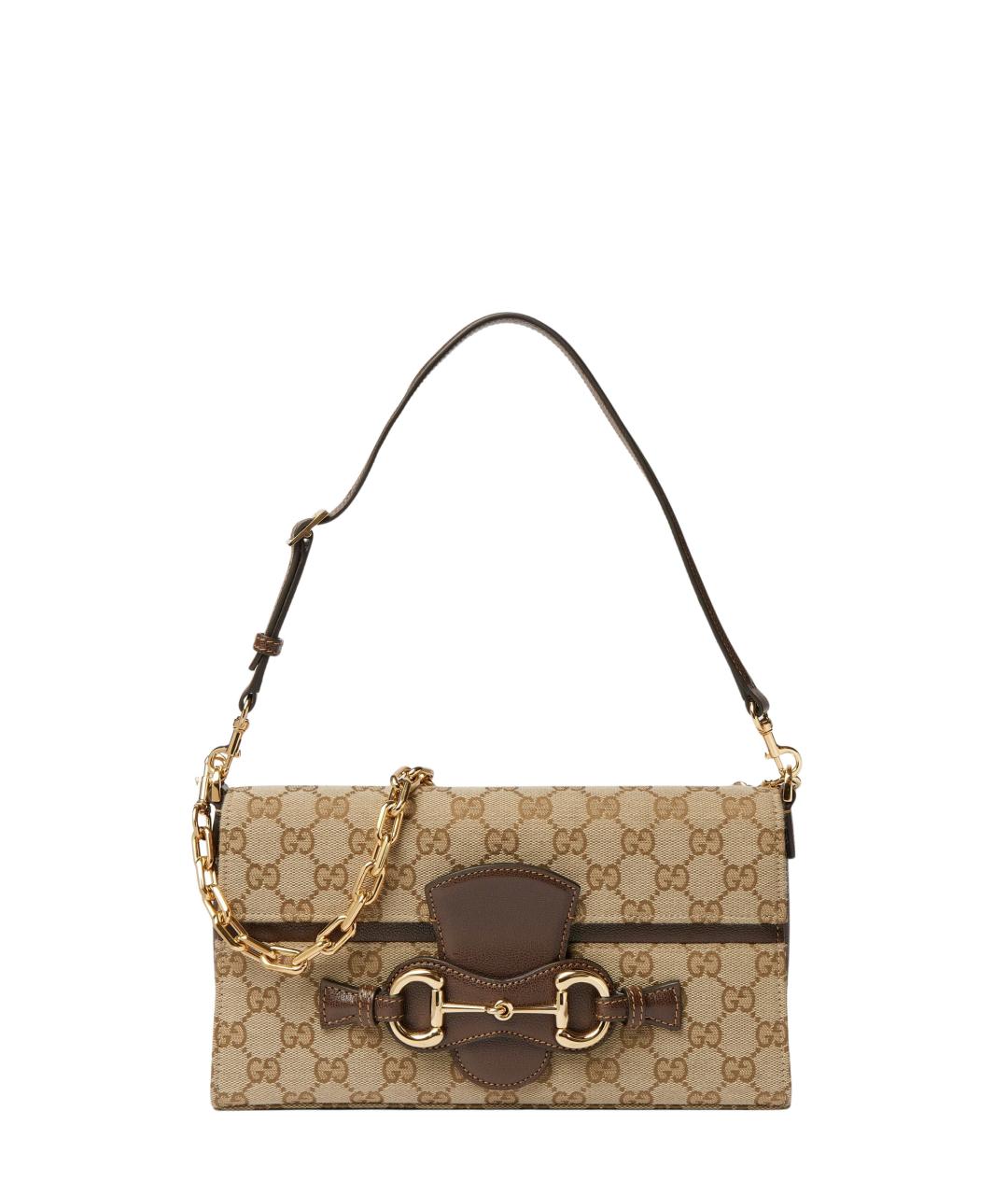GUCCI Бежевая сумка через плечо из канвы, фото 6