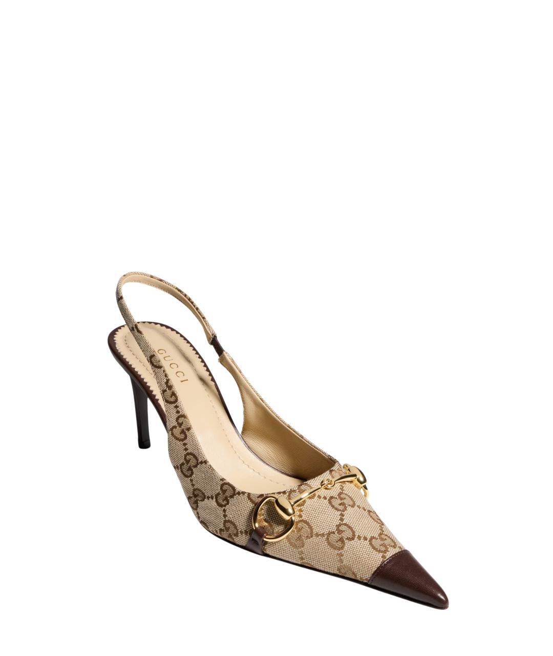 GUCCI Бежевые текстильные туфли, фото 2