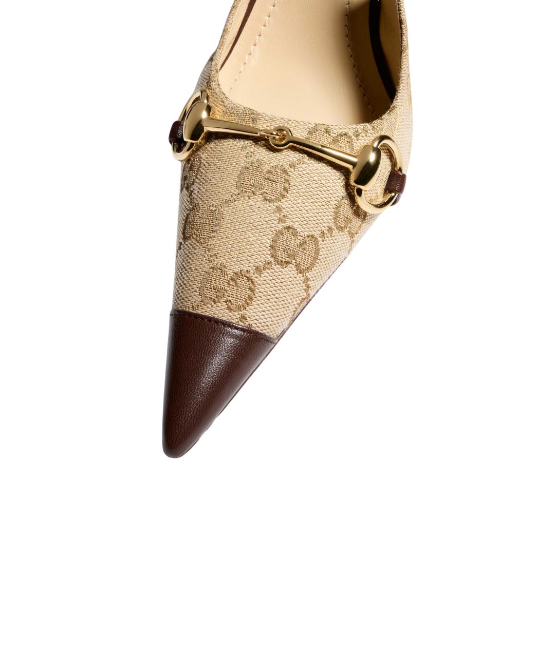 GUCCI Бежевые текстильные туфли, фото 4