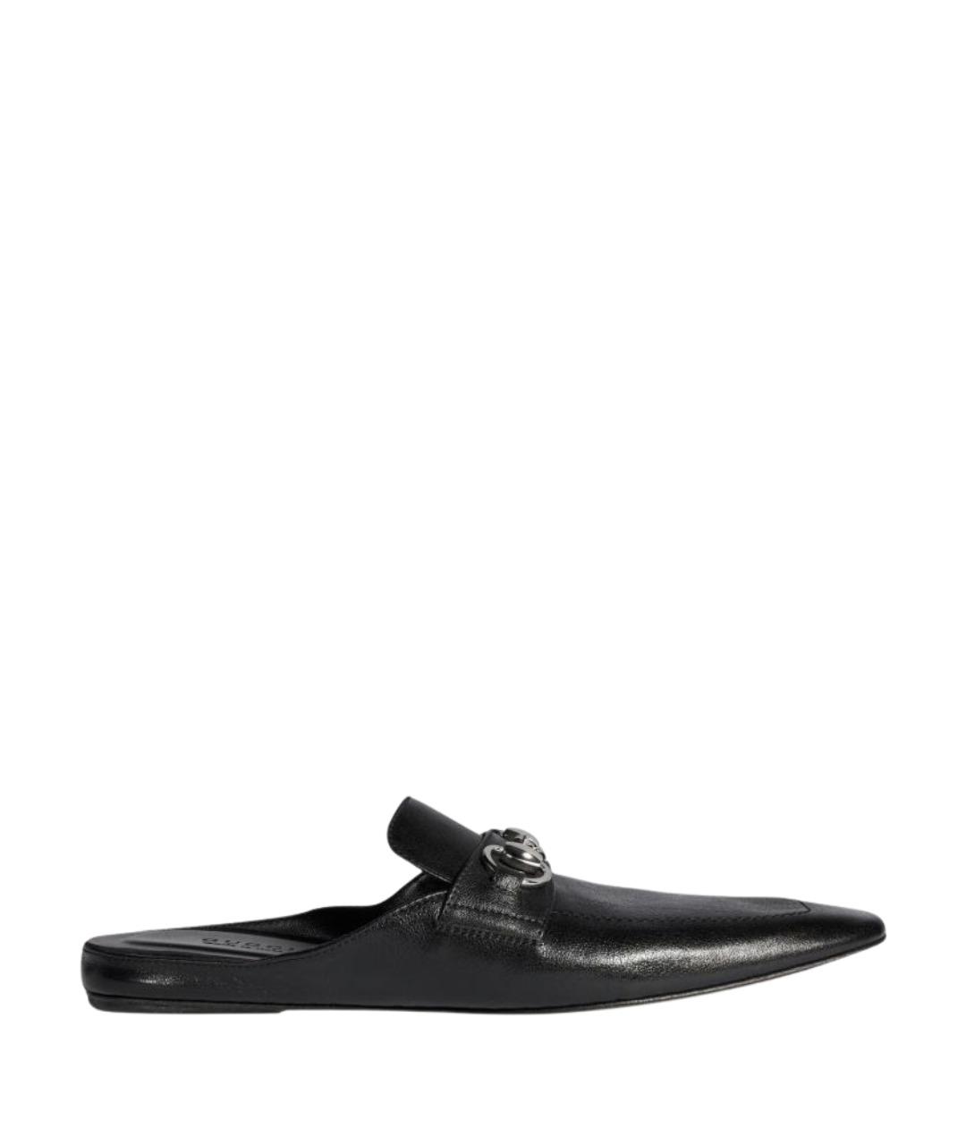 GUCCI Черные кожаные мюли, фото 1