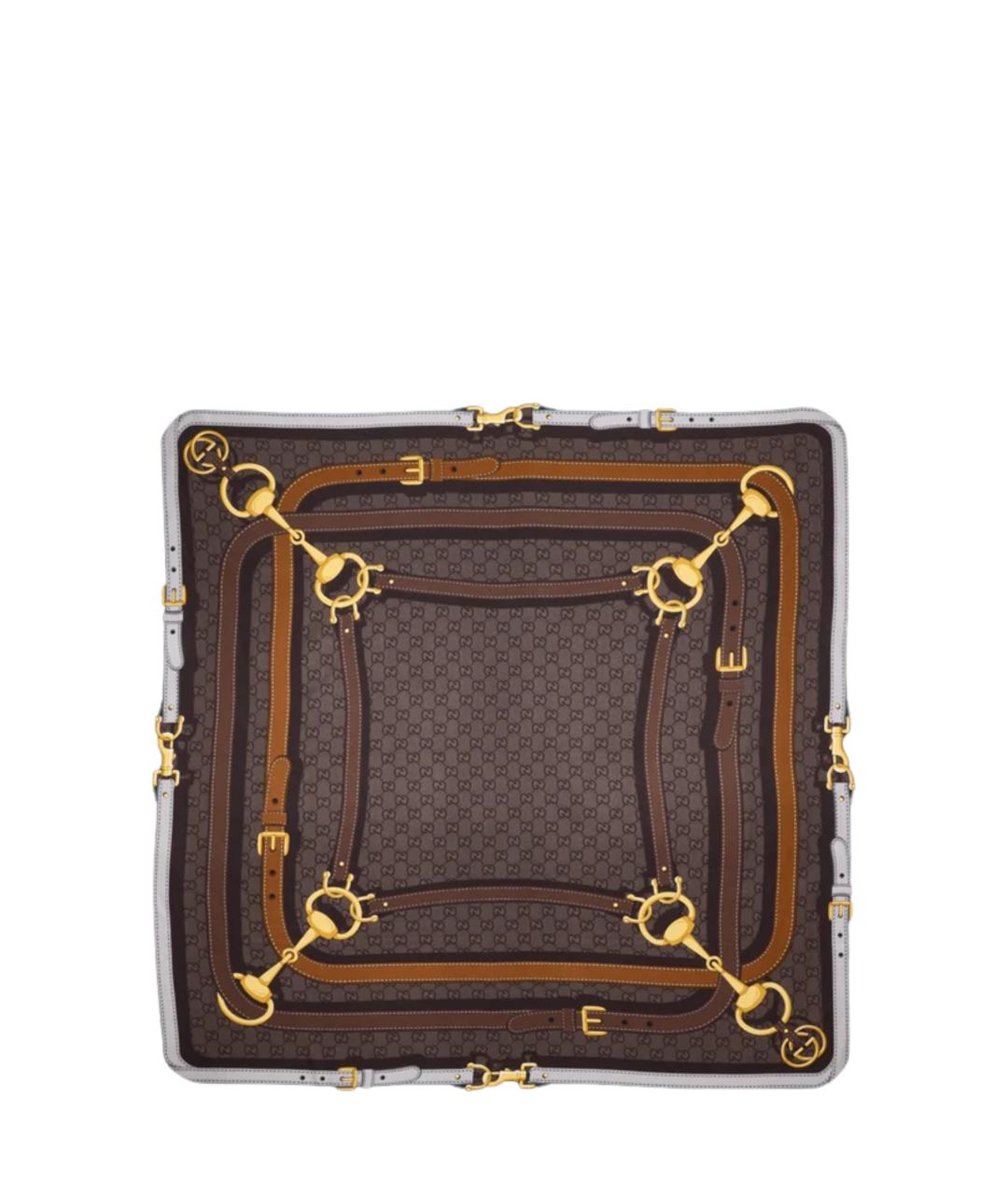 GUCCI Коричневый шелковый платок, фото 3