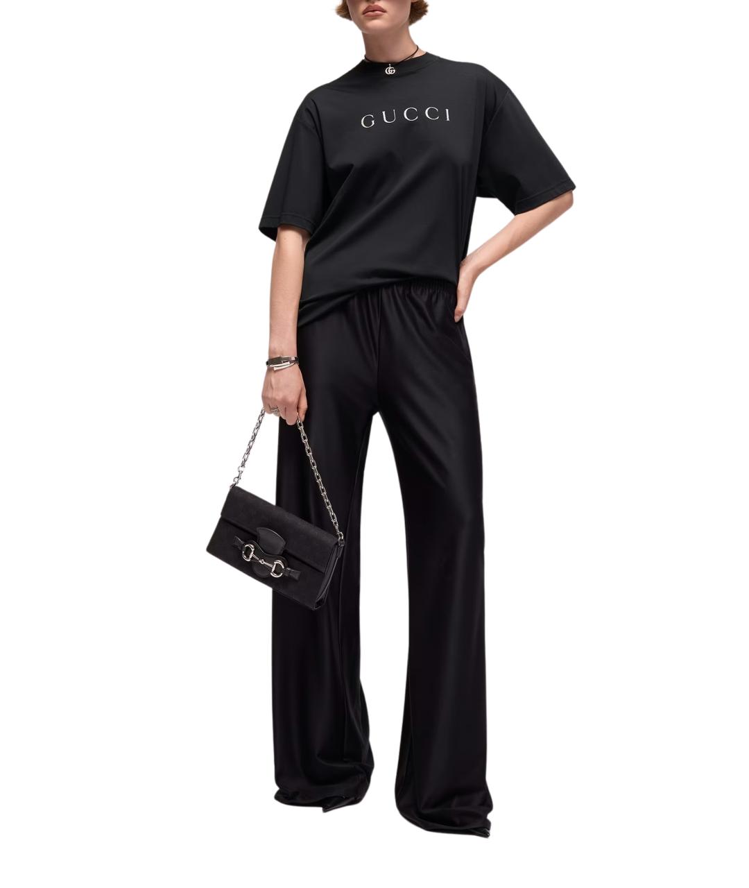 GUCCI Черная хлопковая футболка, фото 2