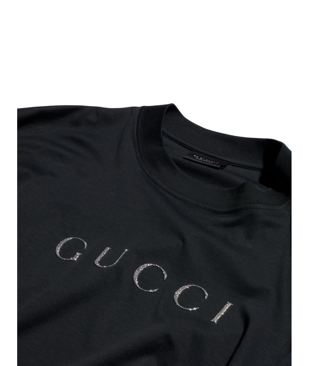 GUCCI Черная хлопковая футболка, фото 4