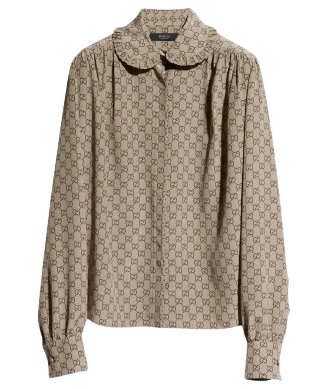 GUCCI Бежевая шелковая блузы, фото 1