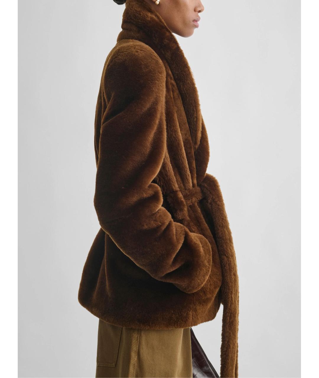 PHOEBE PHILO Коричневая кожаная шуба, фото 4