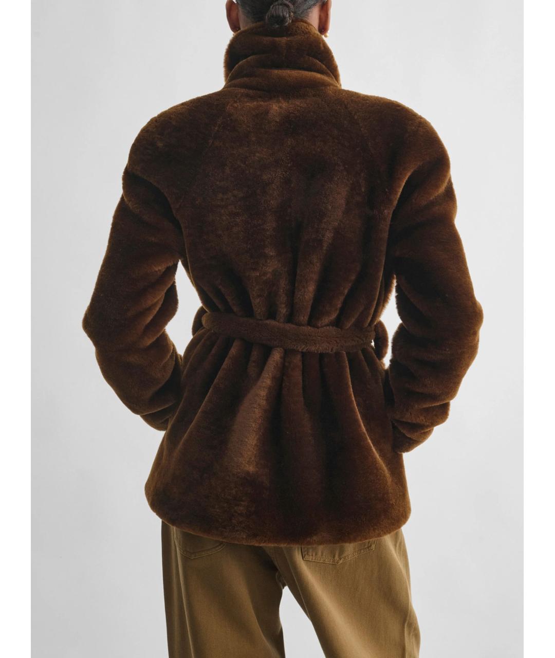 PHOEBE PHILO Коричневая кожаная шуба, фото 5