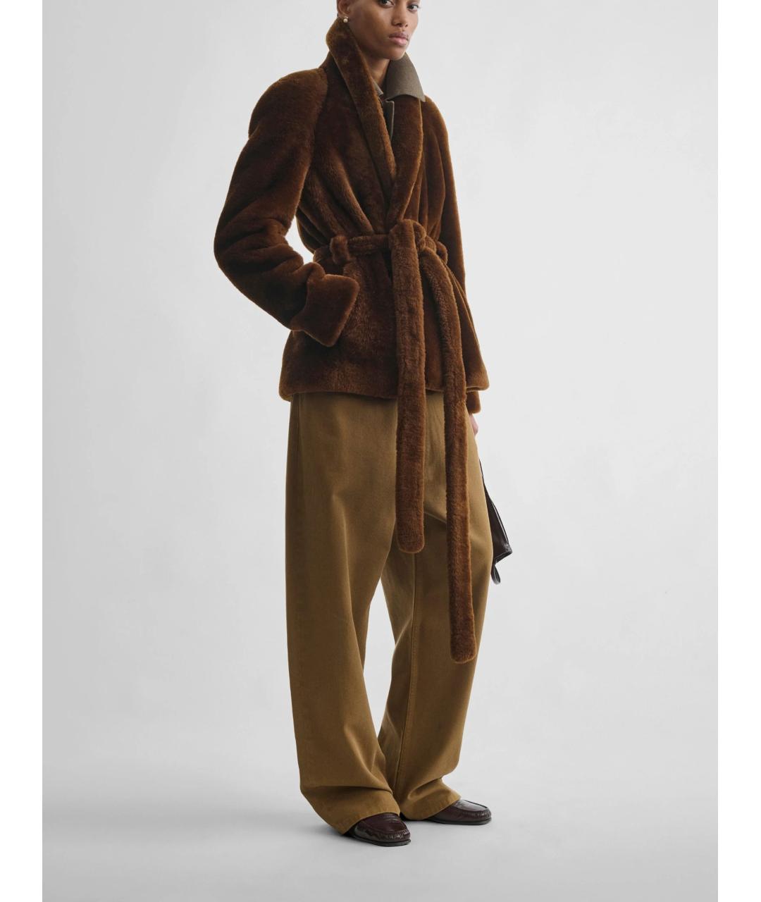 PHOEBE PHILO Коричневая кожаная шуба, фото 3