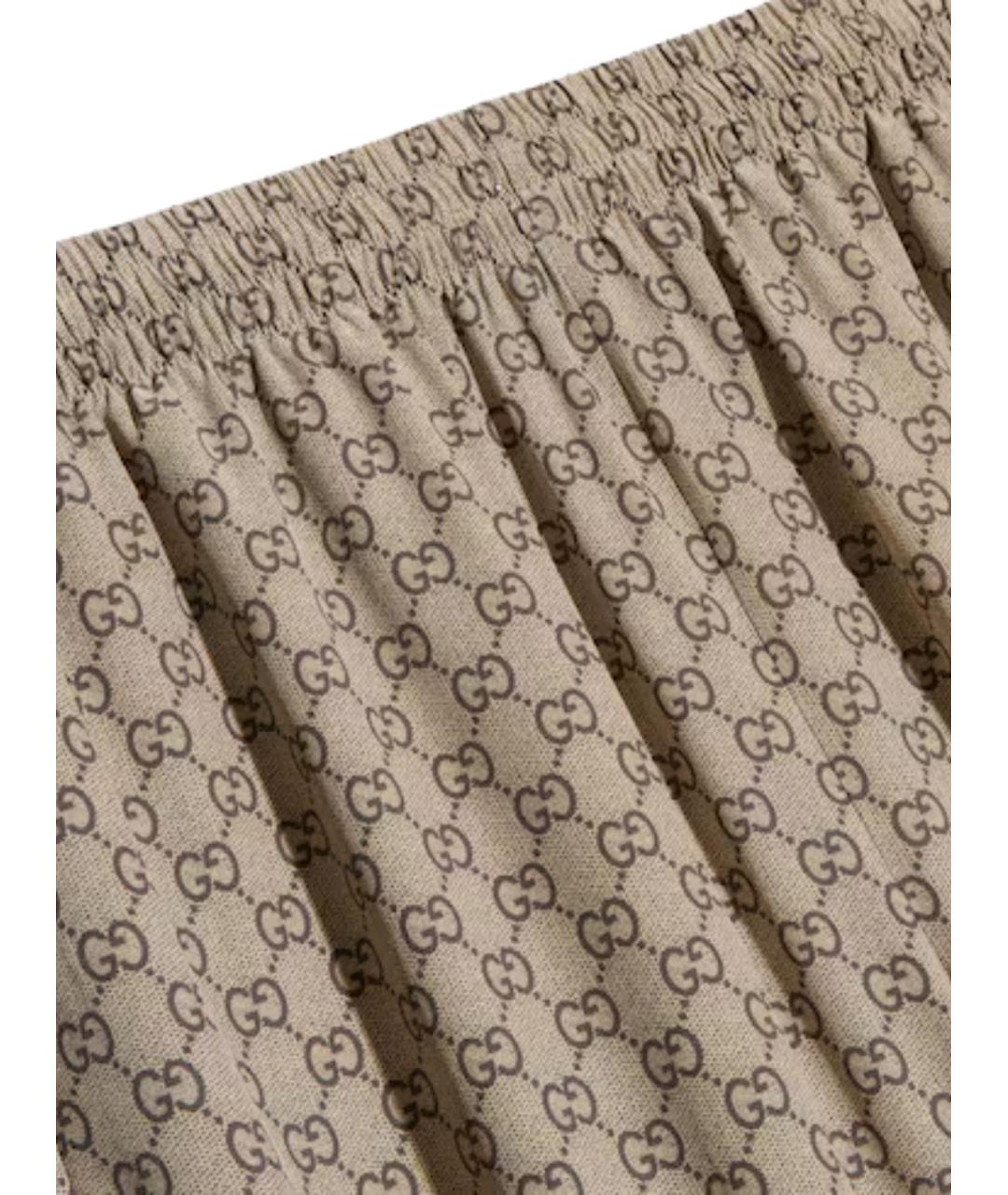 GUCCI Бежевые шелковые прямые брюки, фото 2