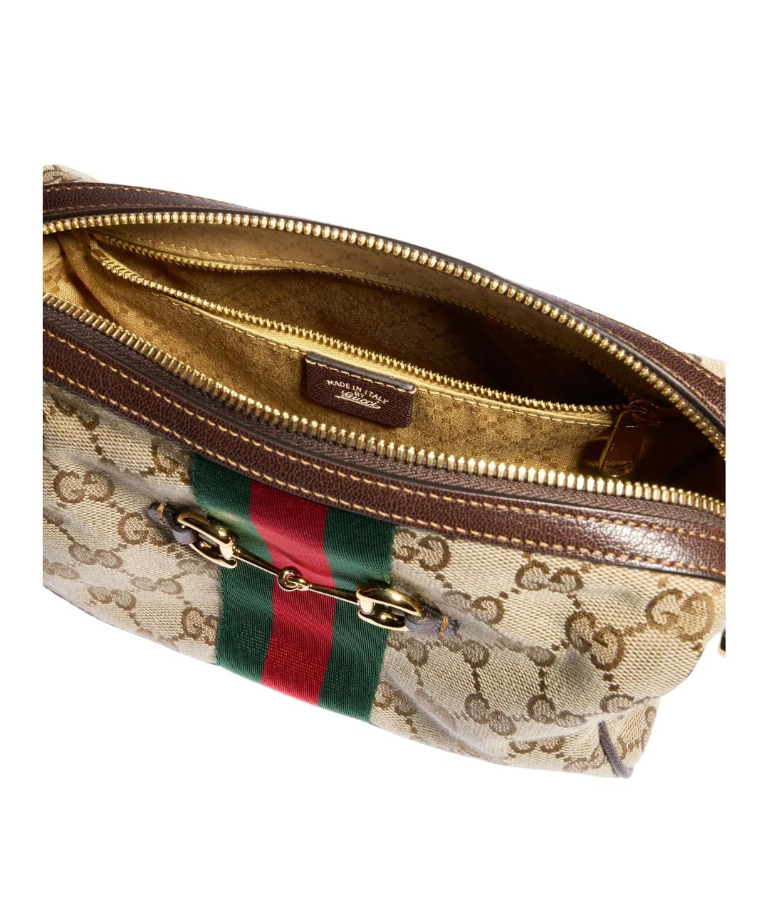 GUCCI Бежевая сумка через плечо из канвы, фото 5