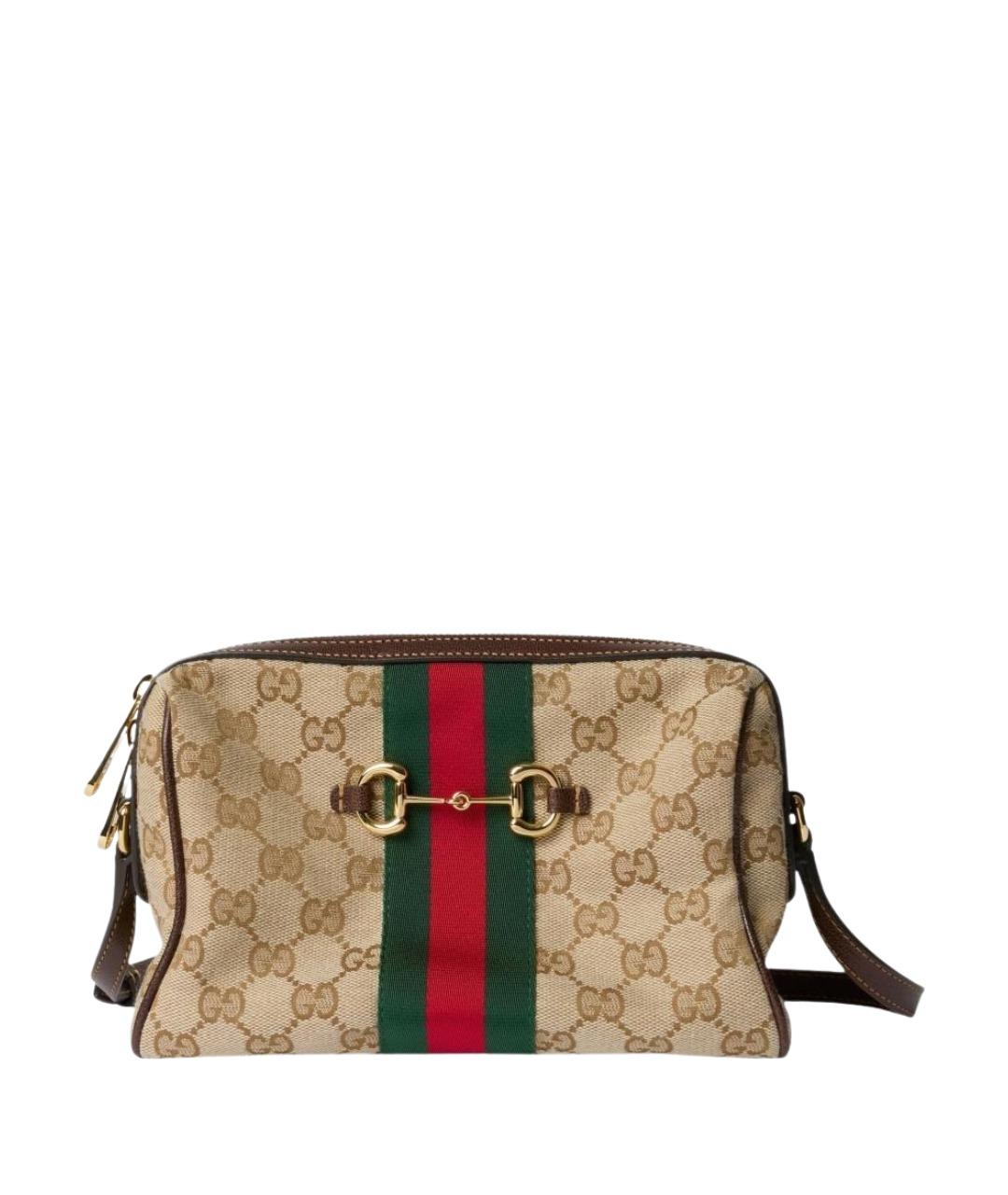 GUCCI Бежевая сумка через плечо из канвы, фото 1