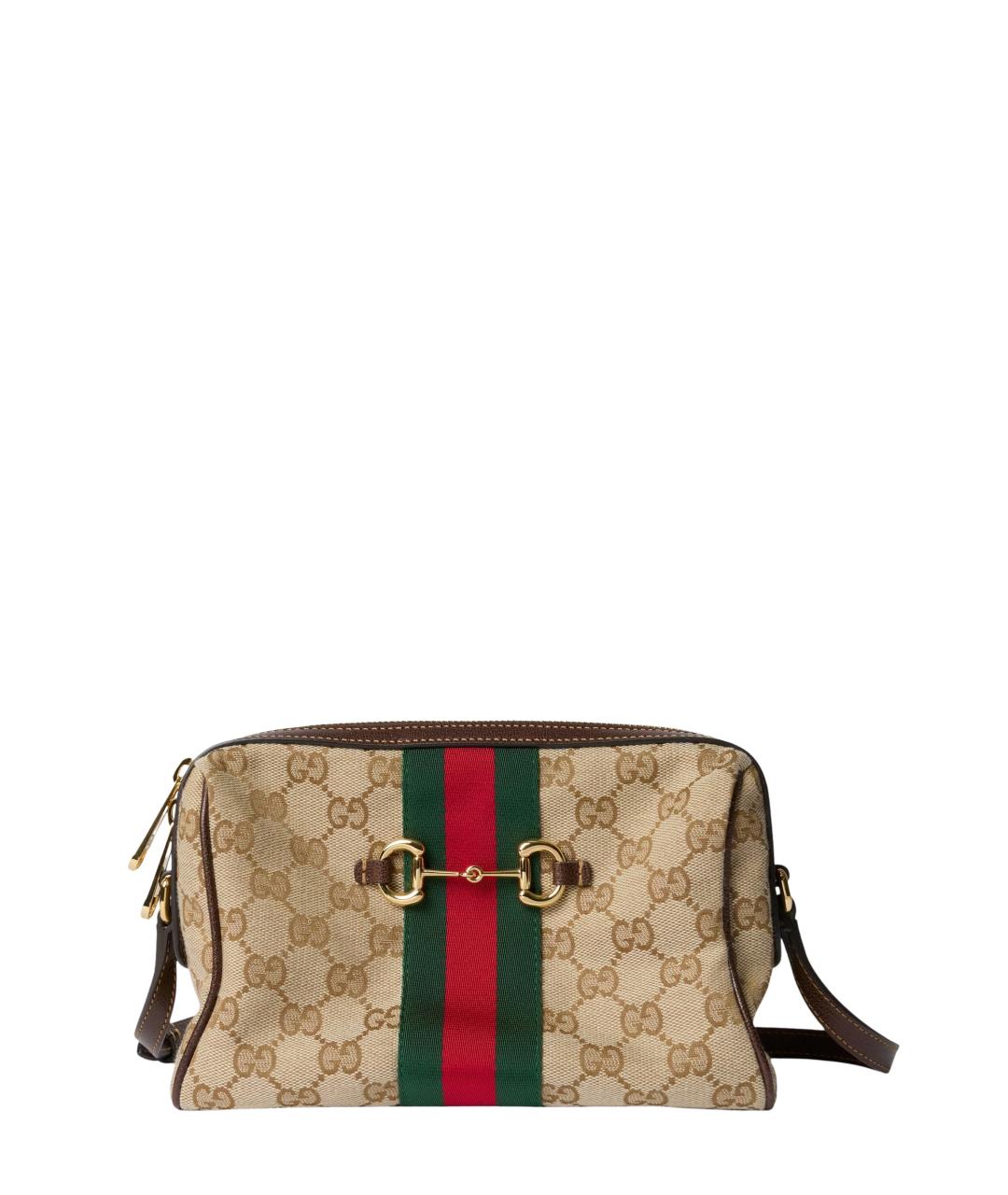 GUCCI Бежевая сумка через плечо из канвы, фото 6