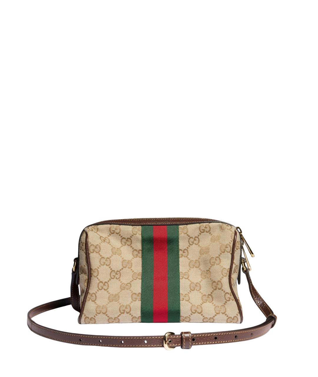 GUCCI Бежевая сумка через плечо из канвы, фото 2