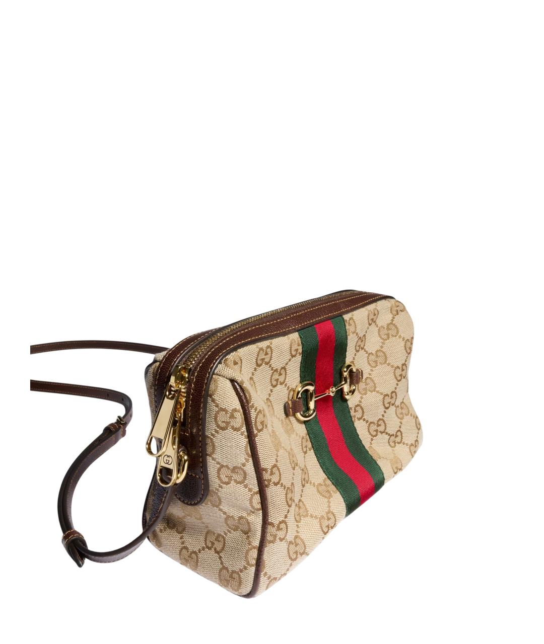 GUCCI Бежевая сумка через плечо из канвы, фото 3