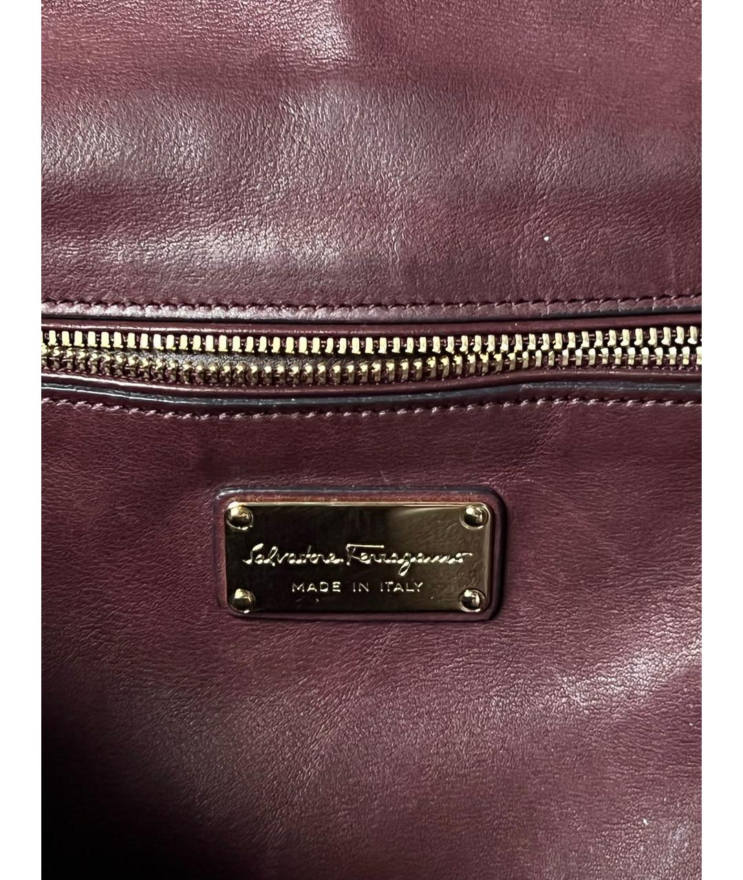 SALVATORE FERRAGAMO Бордовая кожаная сумка с короткими ручками, фото 7