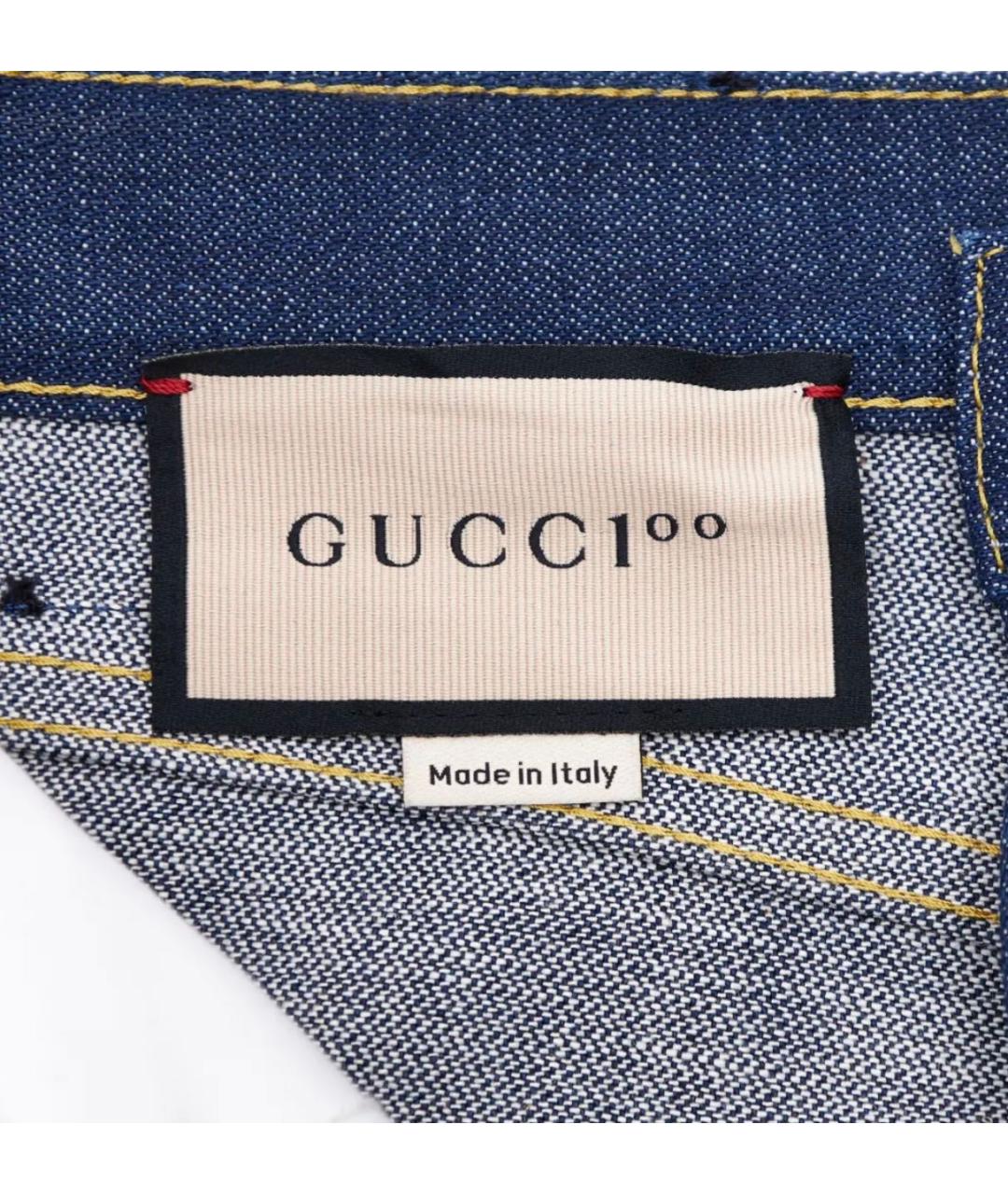 GUCCI Темно-синие хлопковые джинсы клеш, фото 5