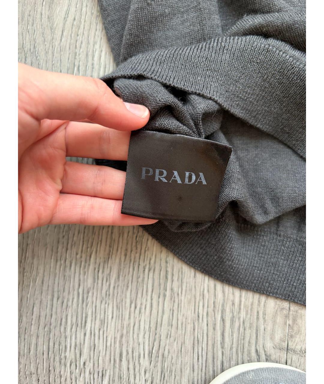 PRADA Антрацитовый хлопковый джемпер / свитер, фото 4
