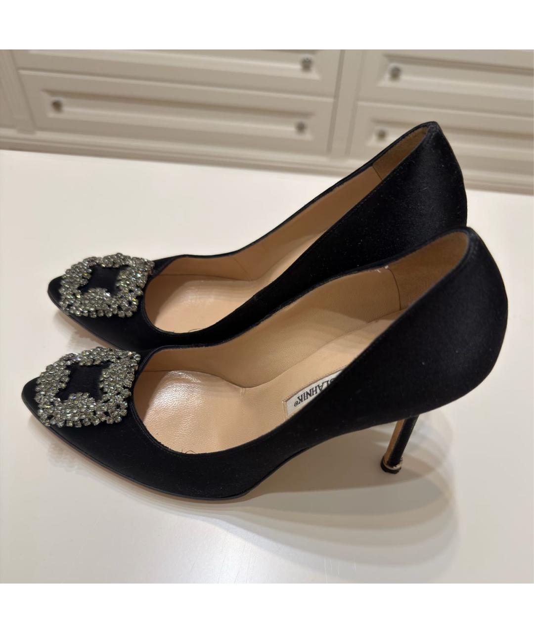 MANOLO BLAHNIK Черные текстильные туфли, фото 5