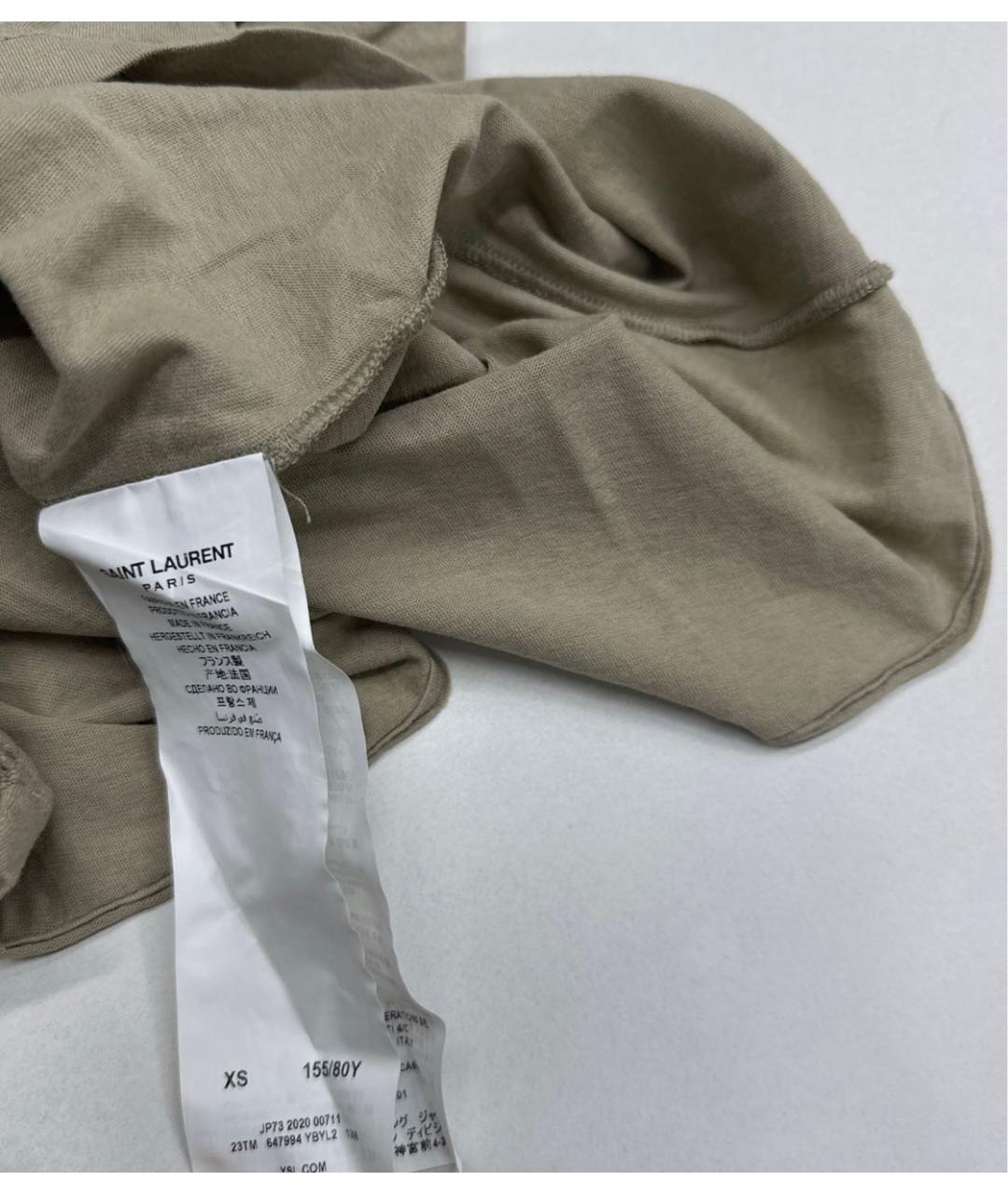 SAINT LAURENT Бежевая хлопковая футболка, фото 6