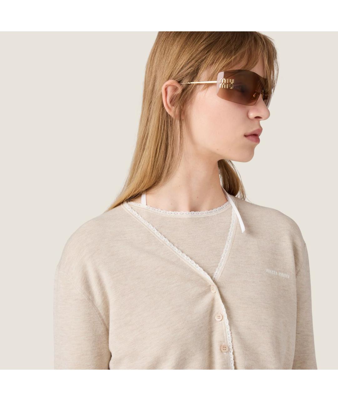 MIU MIU Бежевые солнцезащитные очки, фото 5