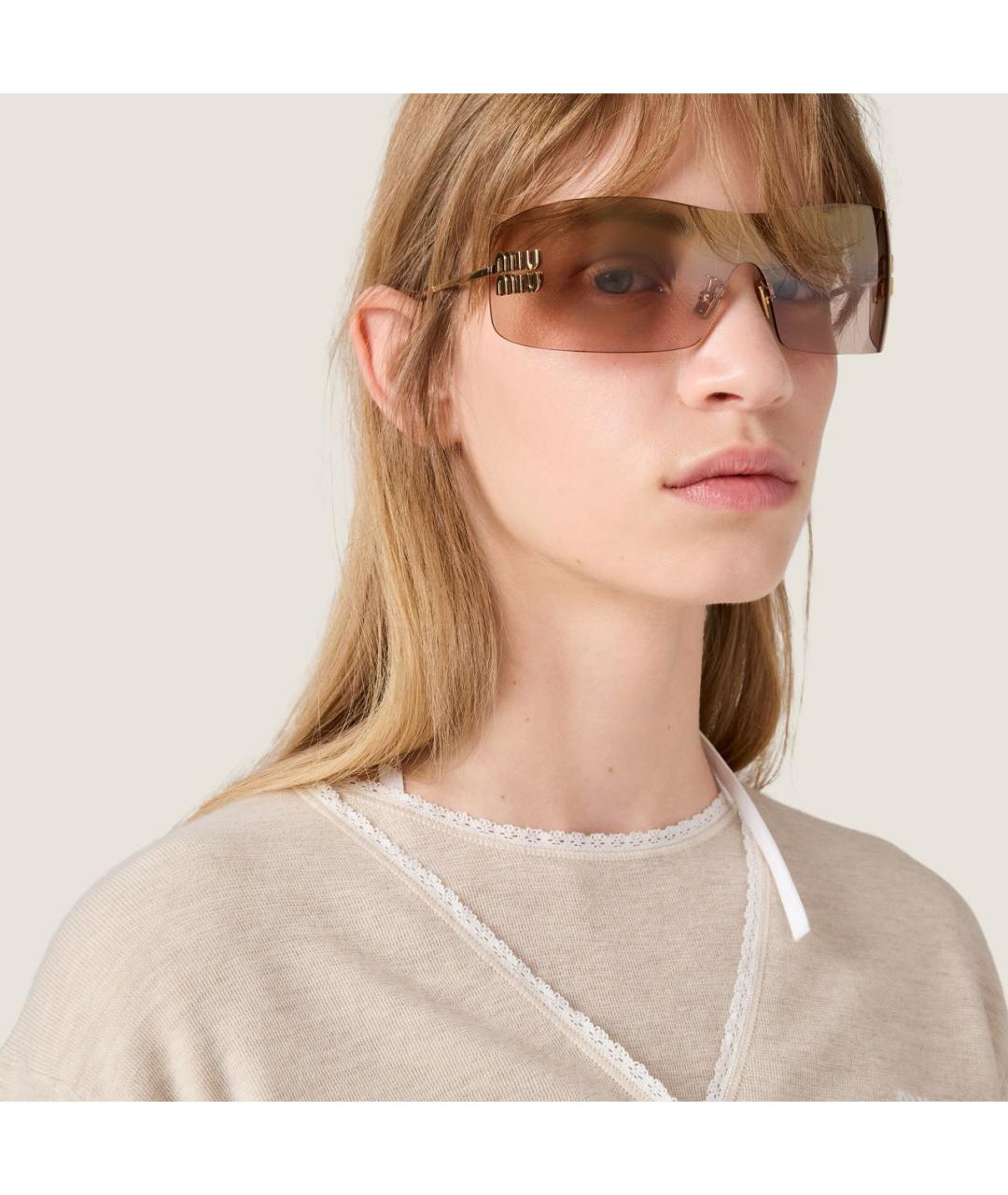 MIU MIU Бежевые солнцезащитные очки, фото 2