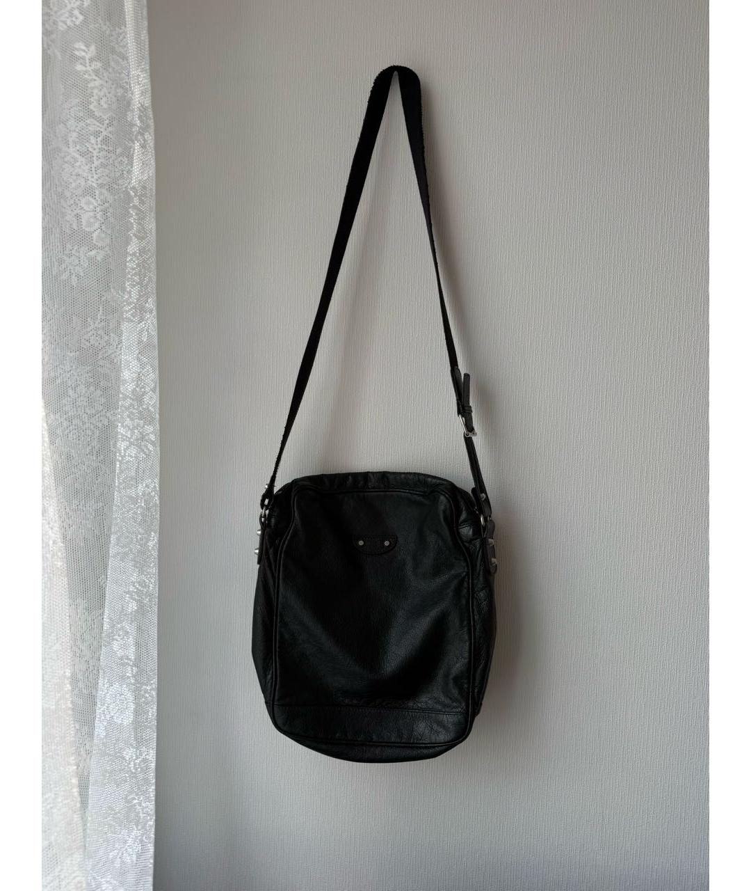 BALENCIAGA Черная кожаная сумка на плечо, фото 2
