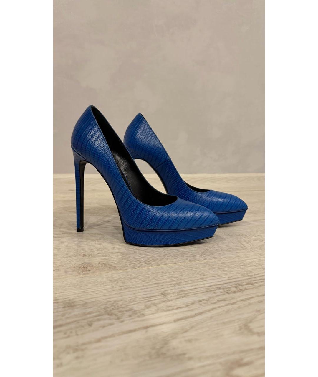 SAINT LAURENT Синие кожаные туфли, фото 6
