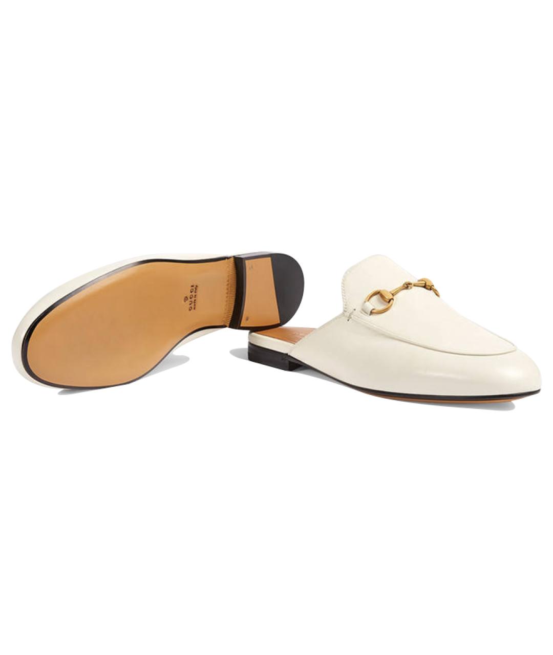 GUCCI Белые кожаные мюли, фото 3