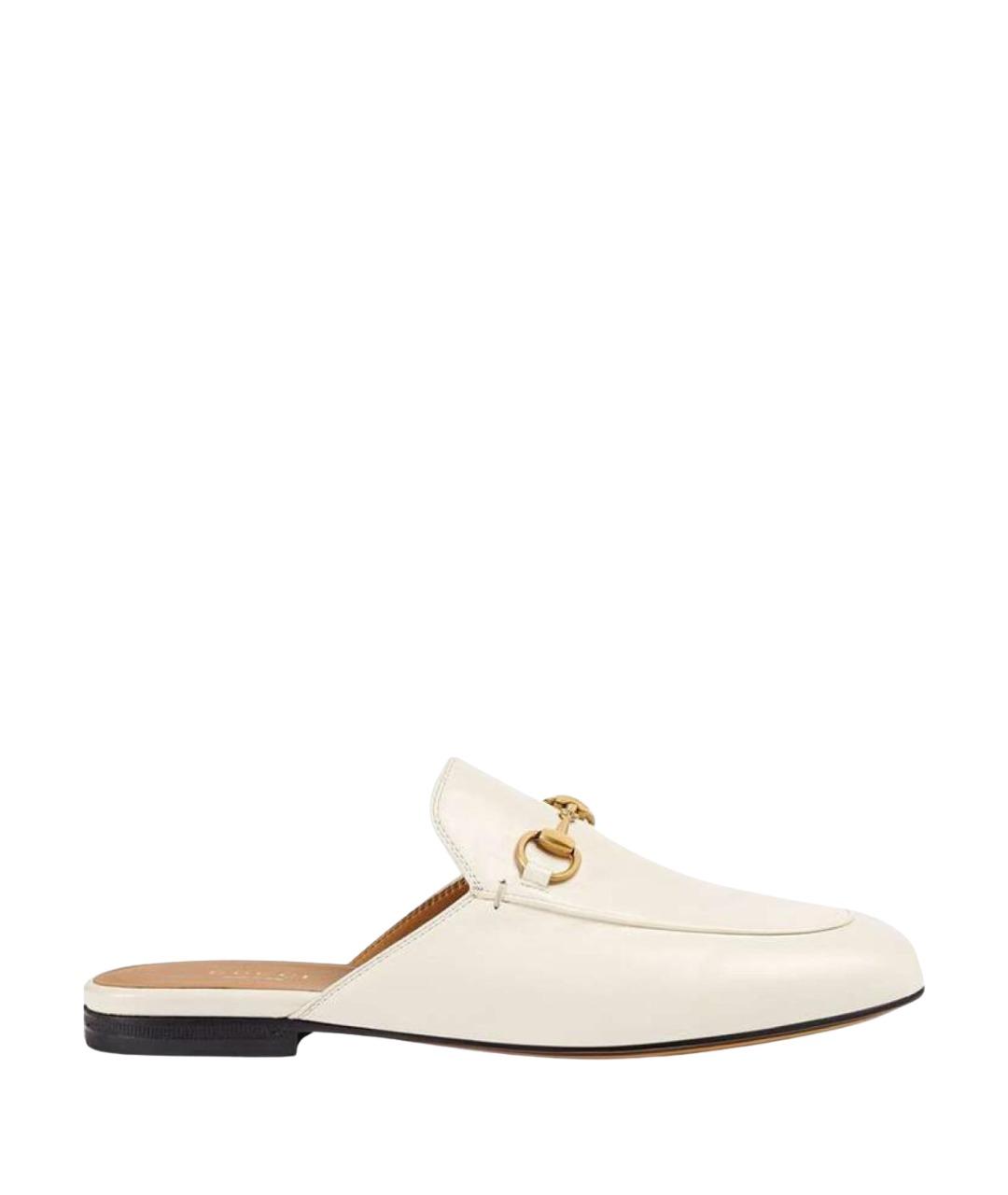 GUCCI Белые кожаные мюли, фото 1
