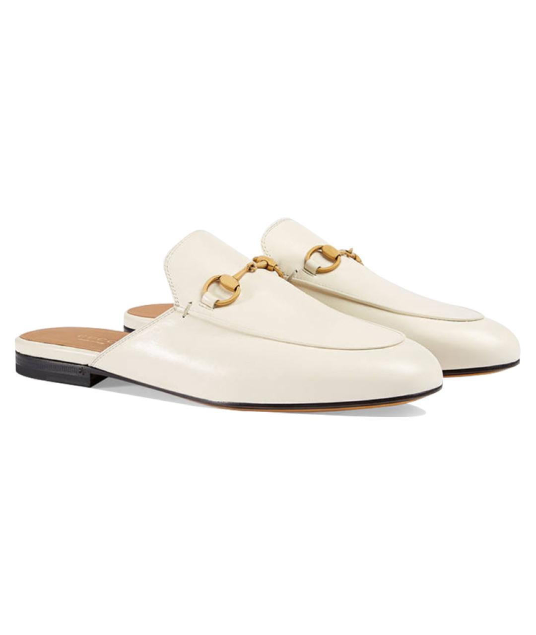 GUCCI Белые кожаные мюли, фото 2