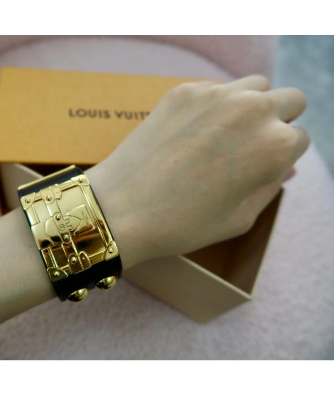LOUIS VUITTON Черный кожаный браслет, фото 7