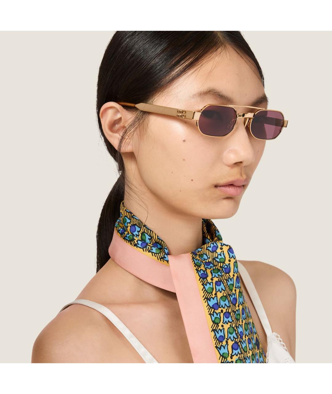 MIU MIU Золотые солнцезащитные очки, фото 2