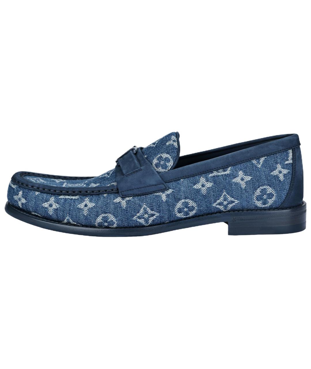 LOUIS VUITTON Синие кожаные лоферы, фото 2