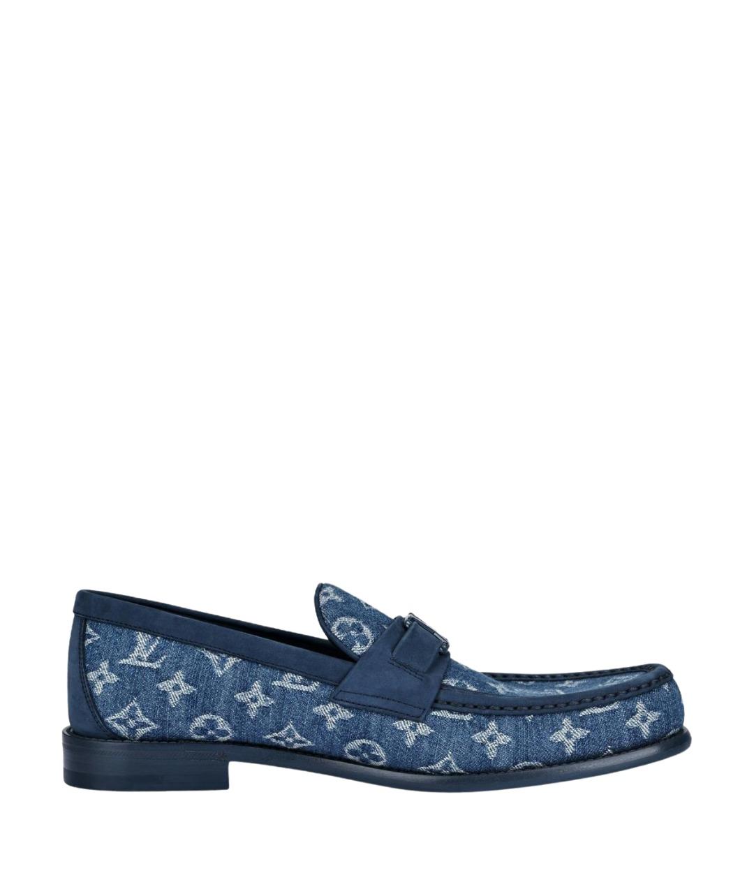 LOUIS VUITTON Синие кожаные лоферы, фото 1