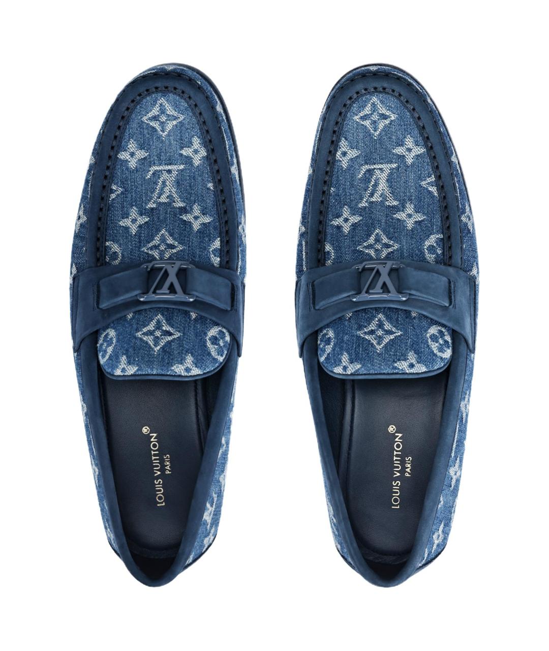 LOUIS VUITTON Синие кожаные лоферы, фото 3