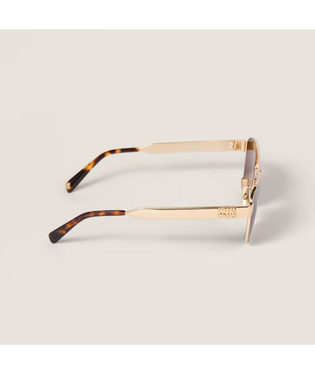 MIU MIU Золотые металлические солнцезащитные очки, фото 3