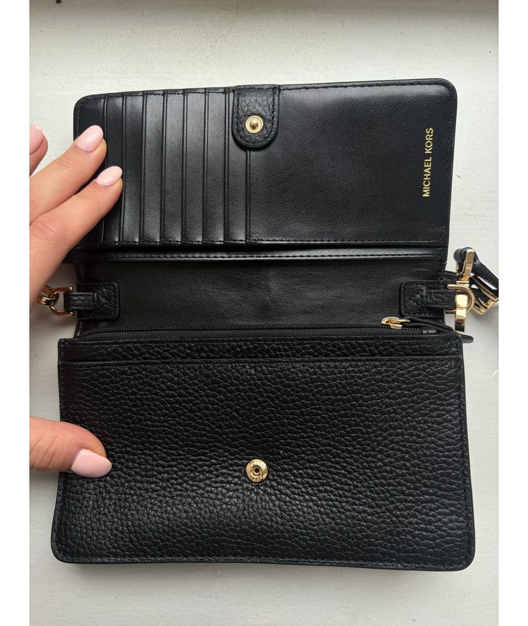 MICHAEL KORS Черная кожаная сумка через плечо, фото 3