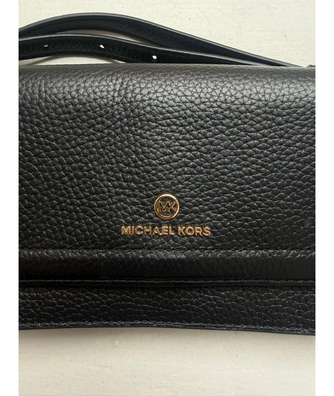 MICHAEL KORS Черная кожаная сумка через плечо, фото 6