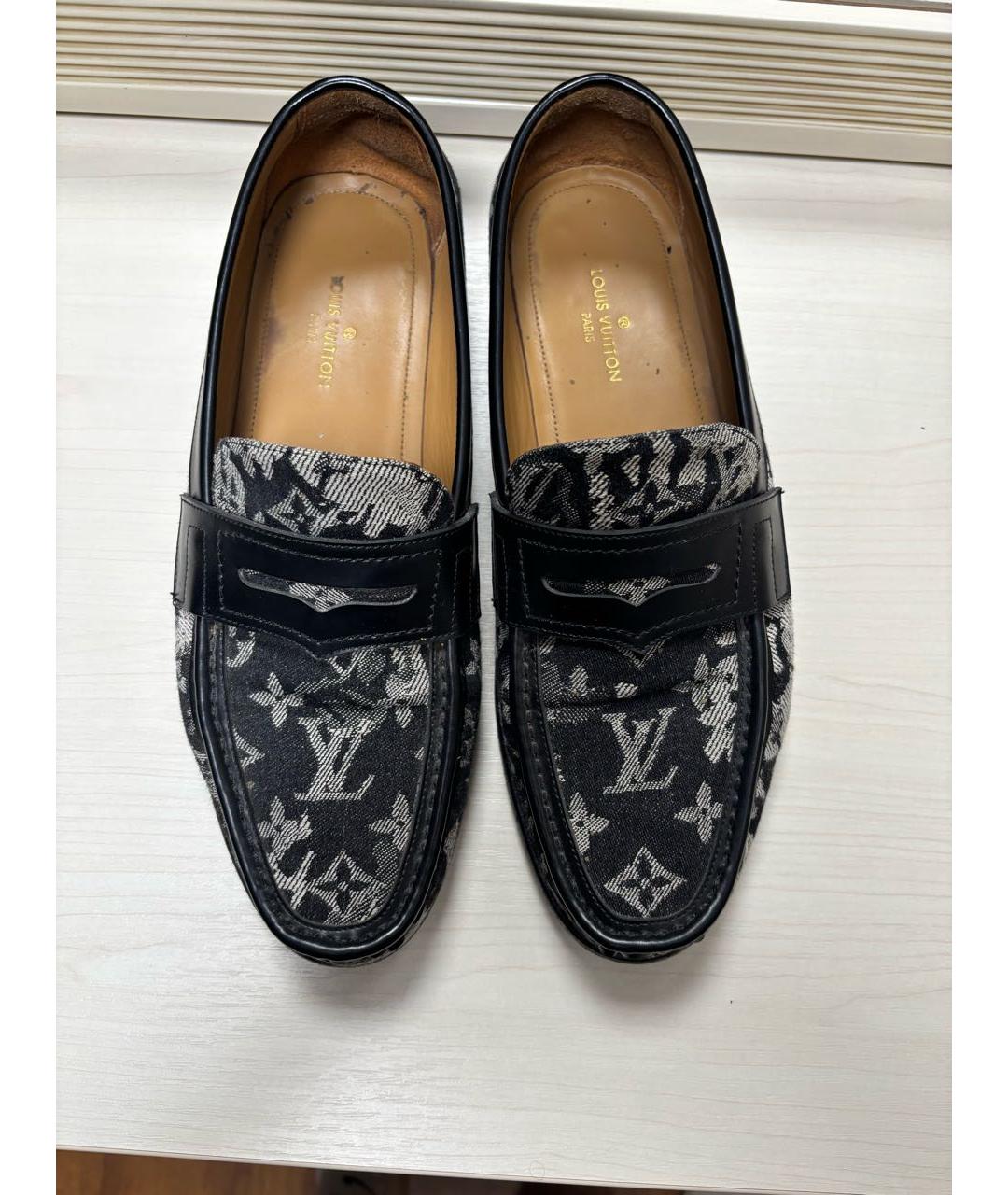 LOUIS VUITTON Серые текстильные лоферы, фото 2
