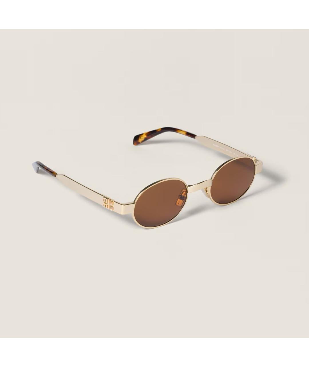 MIU MIU Золотые металлические солнцезащитные очки, фото 3