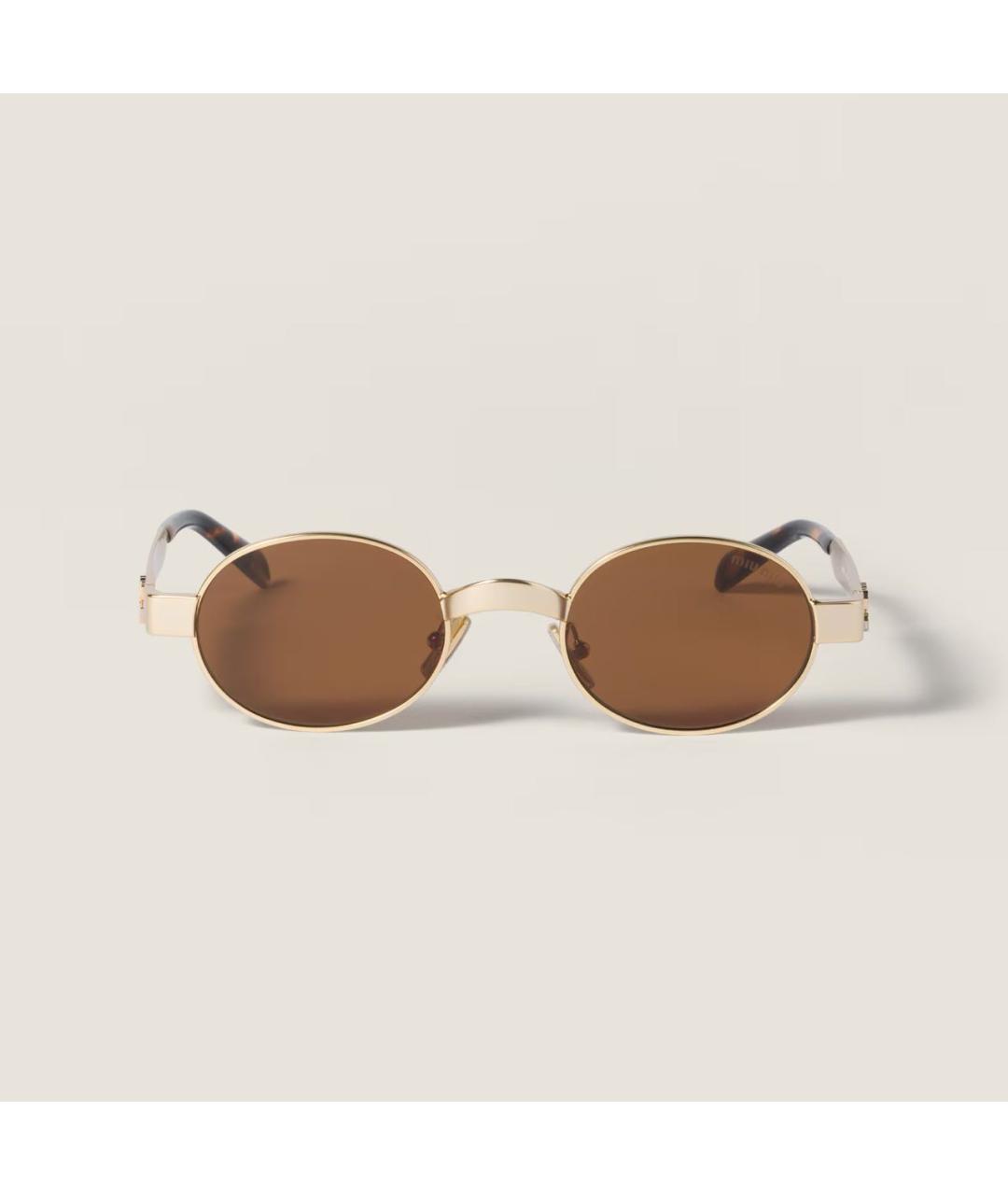 MIU MIU Золотые металлические солнцезащитные очки, фото 6