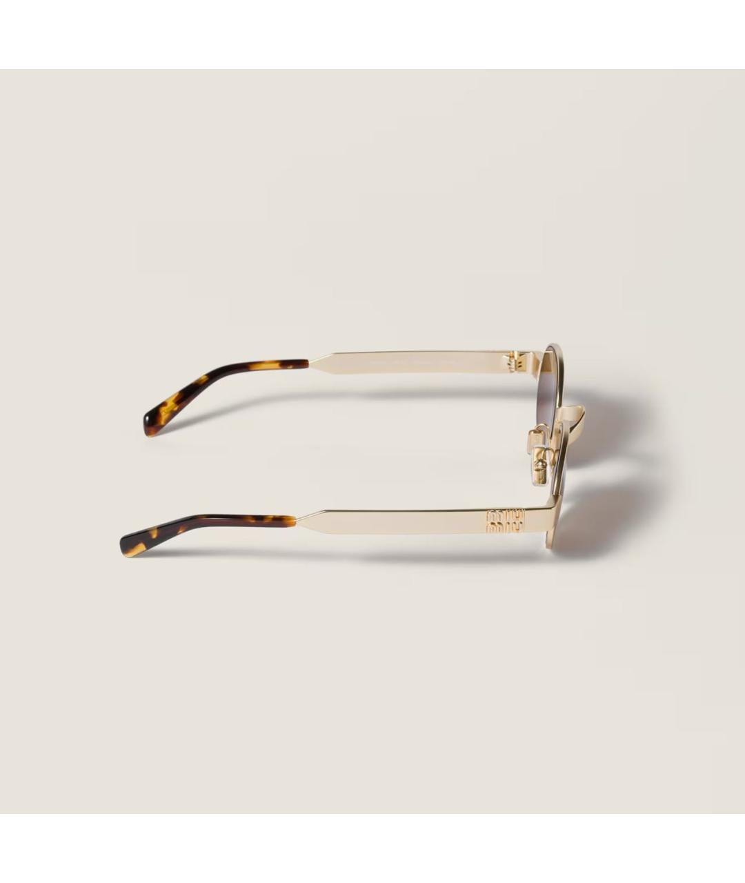 MIU MIU Золотые металлические солнцезащитные очки, фото 4